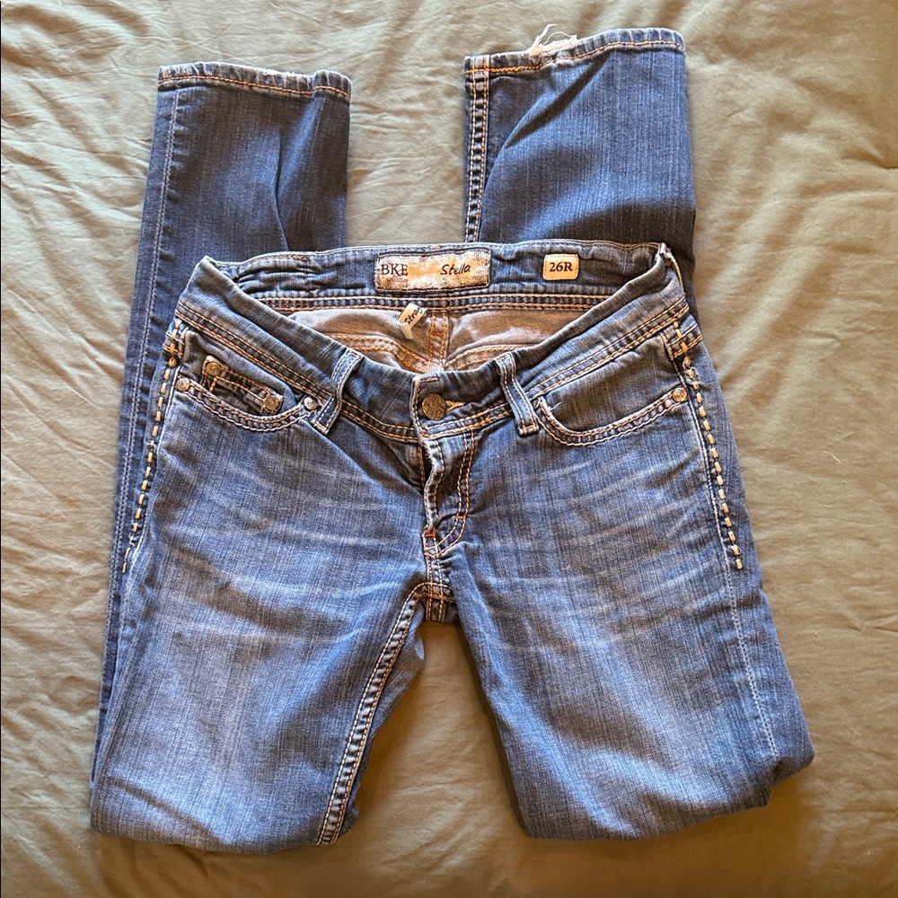 BKE Women's Blue Straight leg Jeans